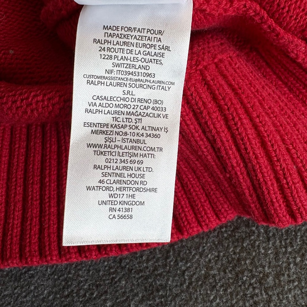 Lauren Ralph Lauren Red Cotton Dog Foxhound Intarsia Knit Sweater Womens XS RLL - Picture 11 of 12